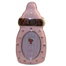 Baby photo frame pink bottle shape 