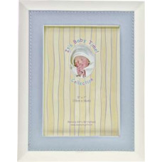 Baby photo frame with blue leather edge 