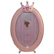 Baby photo frame pink oval with crown 