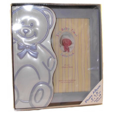 Baby photo album with bear blue