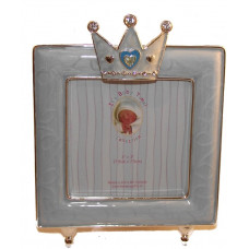 Baby photo frame blue with crown