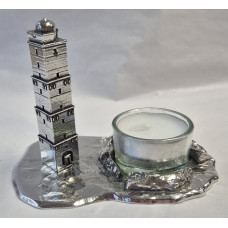 Brandaris Terschelling waxinehouder zilvertin Brandaris Terschelling waxinehouder zilvertin