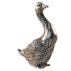 Goose standing patinated shiny pewter