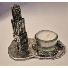 Domtoren waxinehouder Zilvertin