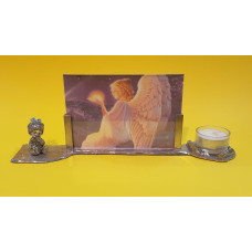Photo frame candle holder with boy