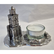Lebuinuskerk Deventer waxinehouder zilvertin Lebuinuskerk Deventer waxinehouder zilvertin