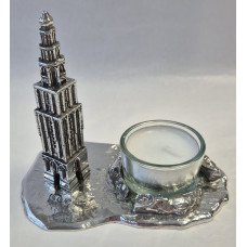 Martinitoren waxinehouder Zilvertin Martinitoren waxinehouder Zilvertin