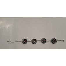 Bracelet made with pewter roses with swarovski 20,5cm