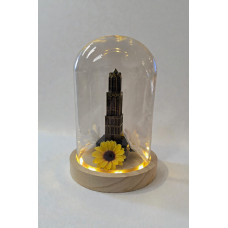 Glazen stolp met Domtoren verbronst Glazen stolp met Domtoren verbronst