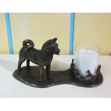 American akita waxine holder big, bronze