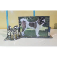American akita small picture frame, silver pewter