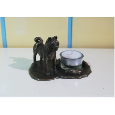 American akita small waxine holder, bronze