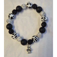 Armband zwart gemixt met bedel pootje Crystal