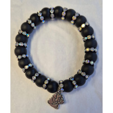 Armband zwart met bling met bedel Boxer