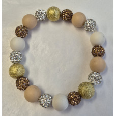 Bruin/beige met goud met bling armband