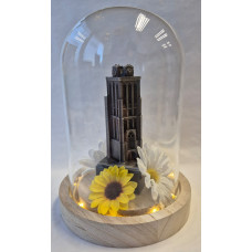 Glazen stolp met Grote kerk Dordrecht Gematteerd Glazen stolp met Grote kerk Dordrecht Gematteerd