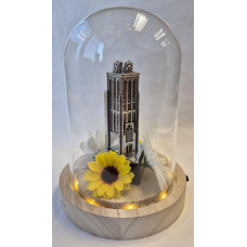 Glazen stolp met Grote kerk Dordrecht Zilvertin Glazen stolp met Grote kerk Dordrecht Zilvertin