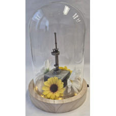 Glazen stolp met Euromast gematteerd Glazen stolp met Euromast gematteerd