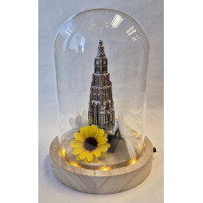 Glazen stolp met Grote kerk Breda Zilvertin Glazen stolp met Grote kerk Breda Zilvertin