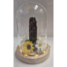 Glazen stolp met grote kerk Dordrecht verbronsd Glazen stolp met grote kerk Dordrecht verbronsd