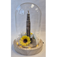 Glazen stolp met Lange jan Middelburg Zilvertin Glazen stolp met Lange jan Middelburg Zilvertin