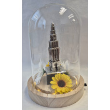 Glazen stolp met Martinitoren Zilvertin Glazen stolp met Martinitoren Zilvertin