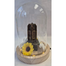 Glazen stolp met Oldehove Leeuwarden verbronsd Glazen stolp met Oldehove Leeuwarden verbronsd