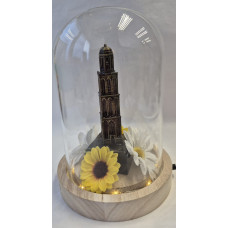 Glazen stolp met peperbus Zwolle verbronsd Glazen stolp met peperbus Zwolle verbronsd