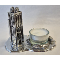 Grote kerk Dordrecht waxinehouder zilvertin Grote kerk Dordrecht waxinehouder zilvertin