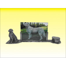 Memorial photo frame Golden Retriever patinated shiny pewter