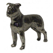 Engelse Staffordshire Bull Terrier gepatineerd glanzend tin