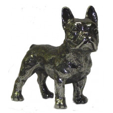 Franse bulldog teef gepatineerd glanzend tin