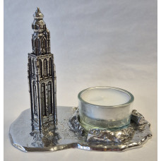 Onze lieve Vrouwetoren Amersfoort waxinehouder zilvertin Onze lieve Vrouwetoren Amersfoort waxinehouder zilvertin