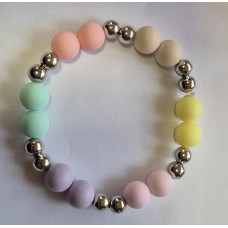 Pastelkleuren combi 2 zilverkleurig armband
