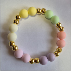 Pastelkleuren combi 2 goudkleurig armband