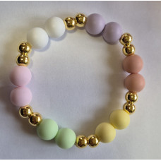 Pastelkleuren combi 3 goudkleurig armband